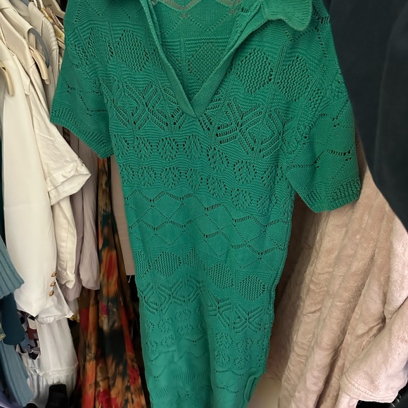 Free people beach green crocheted dress - size small - Picture 4 of 4
